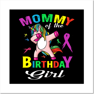 Mommy Of The Birthday Girl T-Shirt, Unicorn Matching Outfit Posters and Art